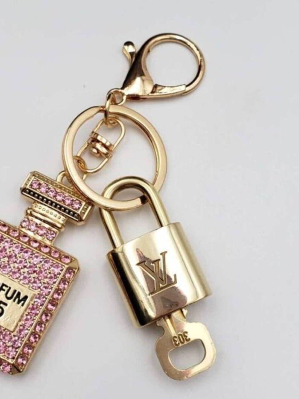 Louis Vuitton Gold Lock 🔑 Authentic LV Padlock + Bag Unbranded N5 Bottle Charm - Picture 5 of 9